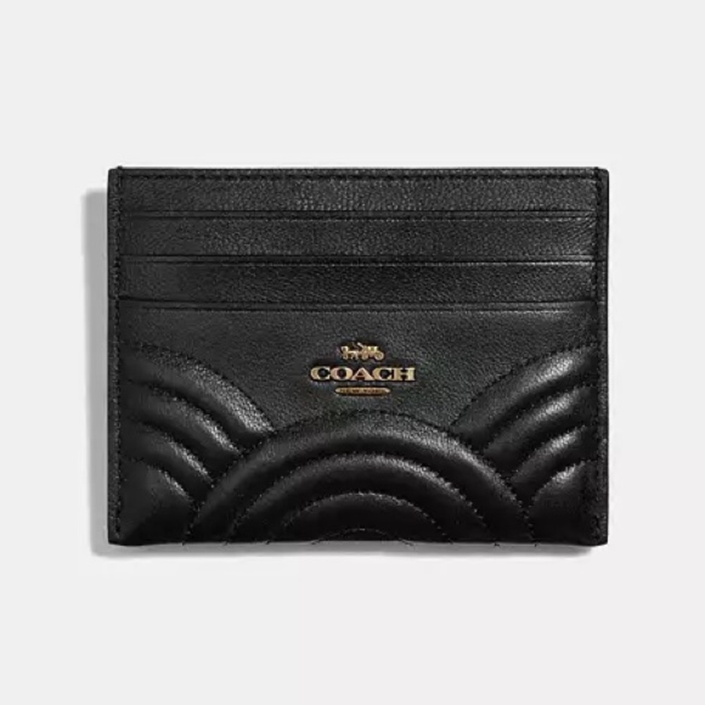 Coach Case Card Case with Deco Quilting in Black